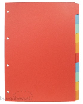 tabbladen, kringloopkarton, 160 grs, 10-delig, 4-gaats, per 1 sets
